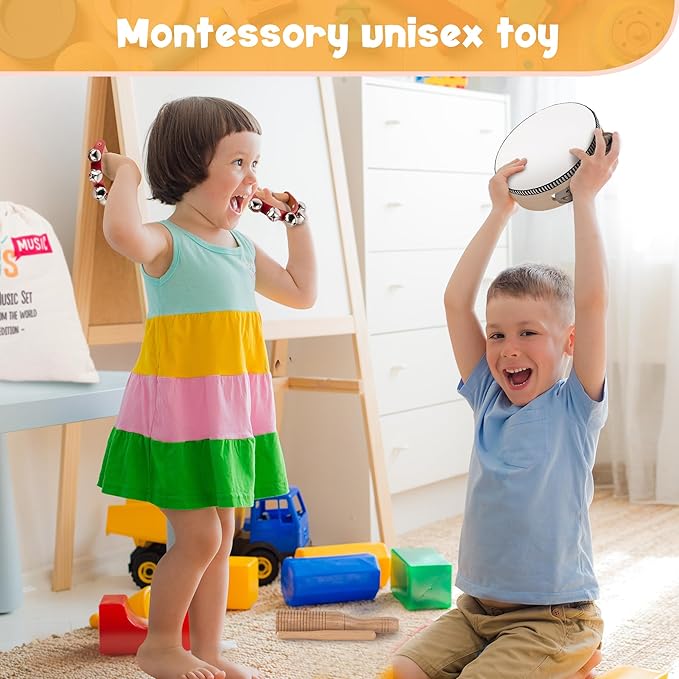 STOIE'S 15 pcs Wooden Toddler Musical Instruments for Kids Ages 5-9 Montessori Baby Musical Instruments for Toddlers 3-5 Kids Musical Instruments Toys