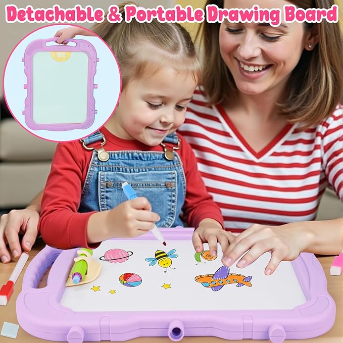 Kids Easels for Toddlers 2-4 Double Sided Kids Art Easel with Magnetic White Board & Chalk Board Adjustable Stand Drawing Painting Easel Learning Toys Age 2 3 4 Year Old Girl Birthday