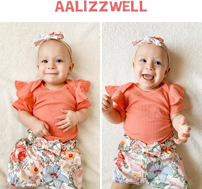 Aalizzwell Baby Girls Ribbed Bodysuit Bloomer Shorts Outfits Summer Clothes