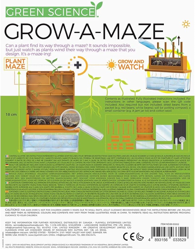 4M Green Science Grow A Maze Kit, Build A Plant Maze Science Kit, For Boys & Girls Ages 5+ , 5 x 4 nches