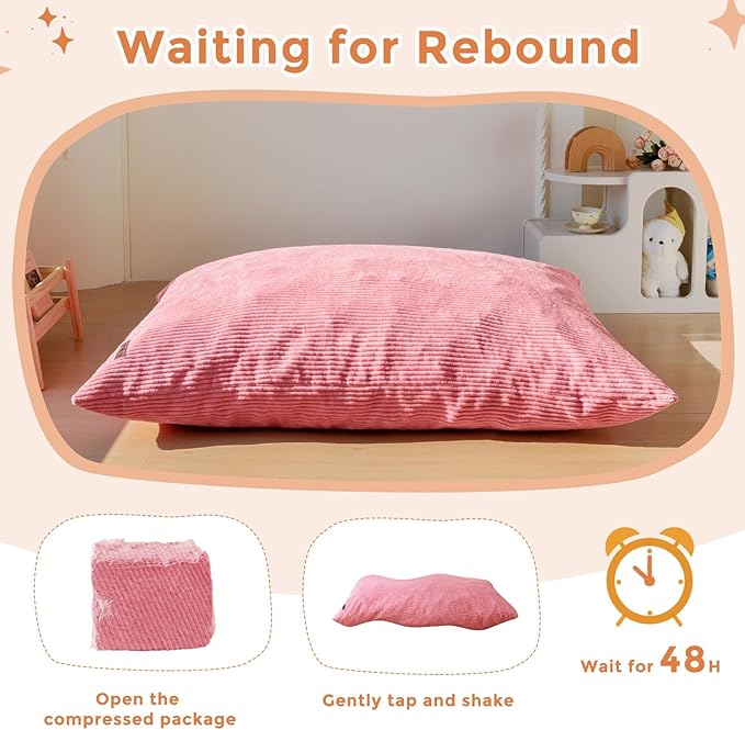 MAXYOYO 3 in 1 Kids Bean Bag Chair Bed, Convertible Chair Folds from Bean Bag to Lounger, Child Floor Sofa for Gaming, Reading, Floor Mattress with High-Density Foam Filling