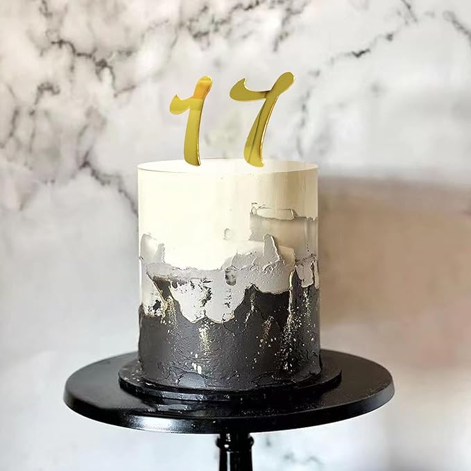 Acrylic Number Cake Topper DIY Cupcake Toppers with 0-9 Numbers Mirrored Gold Picks for Wedding Cake Decorations Happy Birthday Baby Shower Party Supplies (Number)