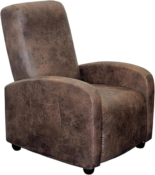 Recliner Chair Covers Leather Look Recliner Cover 4-Piece Slipcovers for Small Reclining Chair Furniture Protector for Kids Dogs Pets Spandex Fabric Washable (1 Small Seater, 02 Brown)