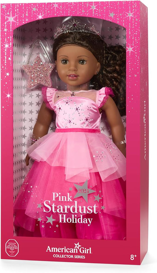 American Girl 2024 Pink Stardust Holiday Collector Doll with Swarovski Crystals – Brunette