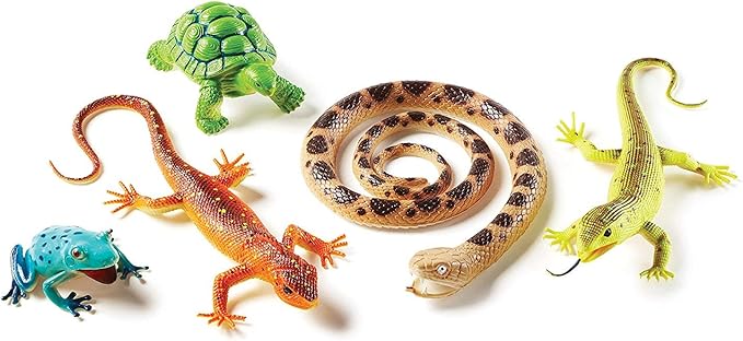 Learning Resources Jumbo Reptiles & Amphibians, Tortoise, Gecko, Snake, Iguana, and Tree Frog, 5 Animals, Ages 3+