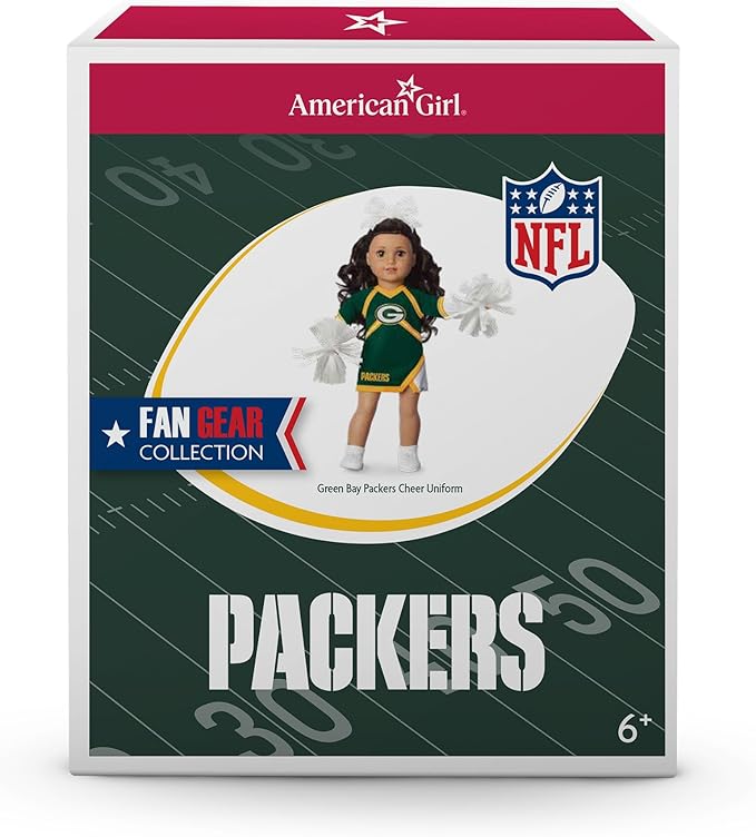 American Girl Greenbay Packers Cheer Uniform 18 inch Doll Clothes with Pom Poms, Navy and Grey, 5 pcs, Ages 6+