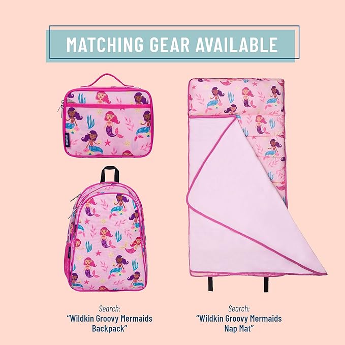 Wildkin Kids Insulated Lunch Box Bag for Boys & Girls, Reusable Kids Lunch Box is Perfect for Elementary, Ideal Size for Packing Hot or Cold Snacks for School & Travel Bento Bags (Groovy Mermaids)