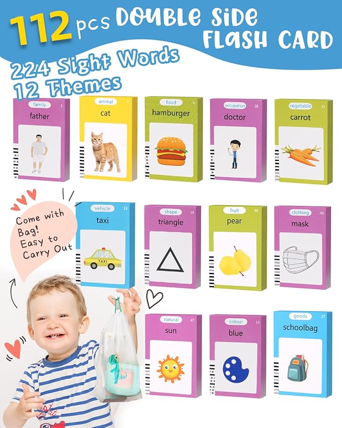 448 Words Talking Flash Cards for Toddlers, Learning Montessori Toys for Kids Ages 1 2 3 4 5 6 Year Old, Autism Sensory Toys for Autistic Children, Birthday Gifts for Daughter Son Boys