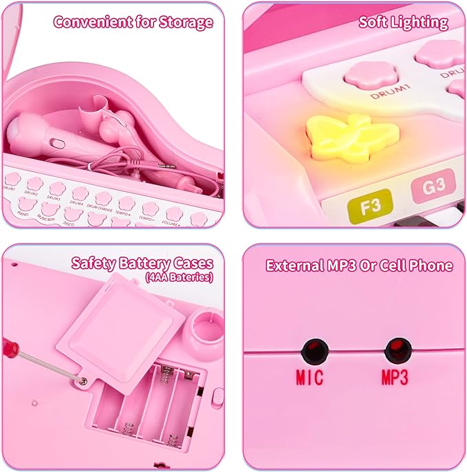 Amy&Benton Piano Music Toy Baby for Toddlers Pink for Girls 1-3 Girl First Birthday Gift for 1 2 3 Years Old Girl 1st Birthday Toy Presents for Girl 1 2 3+ Girl Kids Gift