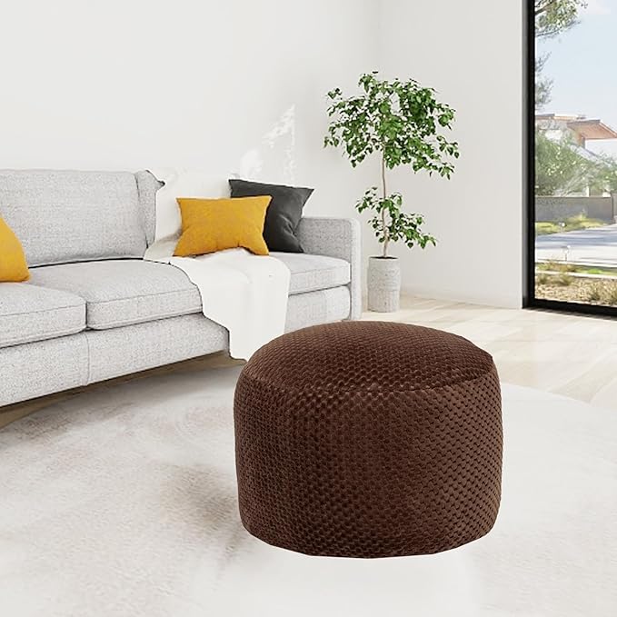 Asuprui Pouf Ottoman Stuffed Stuffed Ottoman Foot Rest Soft Plush Fiber Foot Stool 20x20x12 Inches Fuzzy Chair Floor Pouf Chair Foot Rest with Storage for Living Room Bedroom Coffee Pouf with Filler
