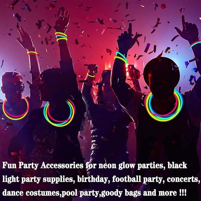 960 Pack Glow Sticks Bulk Party Supplies Glow In The Dark Party Favors Glow Sticks Necklaces Bracelets with Connectors 8" Glowsticks Light Up Toys Neon Birthday Decorations Football Party Supplies