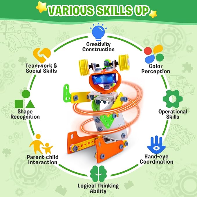 164 PCS STEM Toys, Educational Building Blocks Classroom Toys, Erector Set Building Toys for Kids Age 4-8 8-12, Toy Building Sets Learning Construction Toys Gifts for Boys Grils