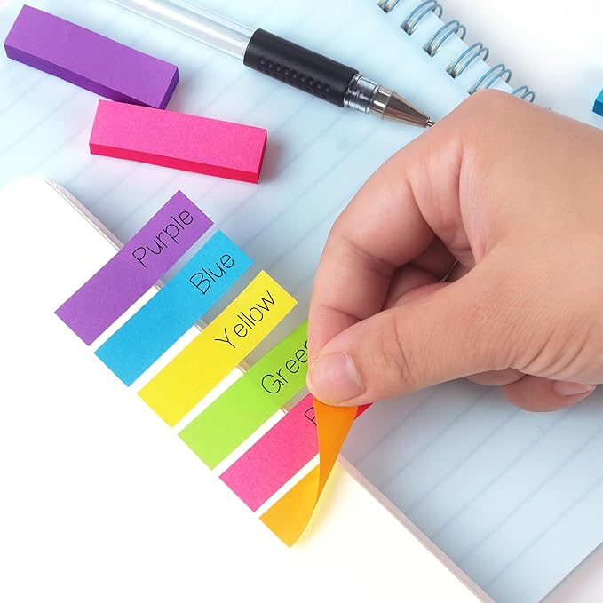 30 Pads 0.6x2 Inch Sticky Notes Flags Tabs Page Markers 6 Bright Color Sticky Index Tabs Page Flags 80 Sheet/Pad