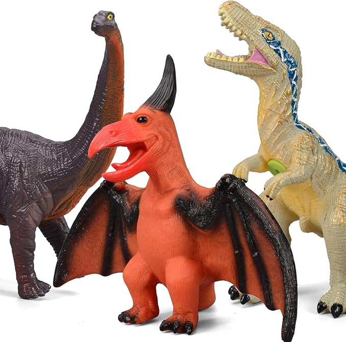 6 Piece Jumbo Dinosaur Toys for Kids and Toddlers, Dinosaur Toys for Kids 3-5, Large Soft Dinosaur Toys for Dinosaur Lovers - Perfect Dinosaur Party Favors, Birthday Gifts