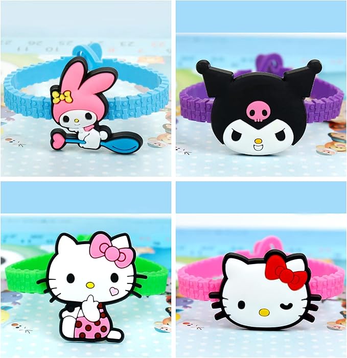 15 Pack Rubber Bracelets Wristband Bracelets for Birthday Party Supplies Favors Prize Rewards (15PCS Sanriooo)