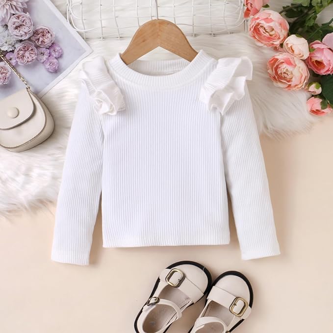 Fernvia Toddler Baby Girl Fall Winter Skirt Set Turtleneck Ribbed Long Sleeve T-Shirt Top & Plaid Skirts Dress 2Pcs Outfits