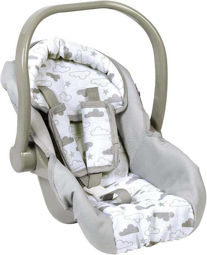 Adora Baby Doll Car Seat Carrier, with Removable Seat Cover - Machine Washable, Fits Most Dolls & Plush Animals Up to 20”, Birthday Gift for Children Ages 2+ - Twinkle Stars (Gray Handle)