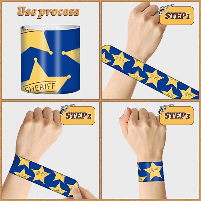 60PCS Western Party Favors Slap Bracelets Cowboy Cowgirl Bracelets Horse Wristbands for Western Themed Party Baby Shower Kids Birthday Party Supplies Decorations