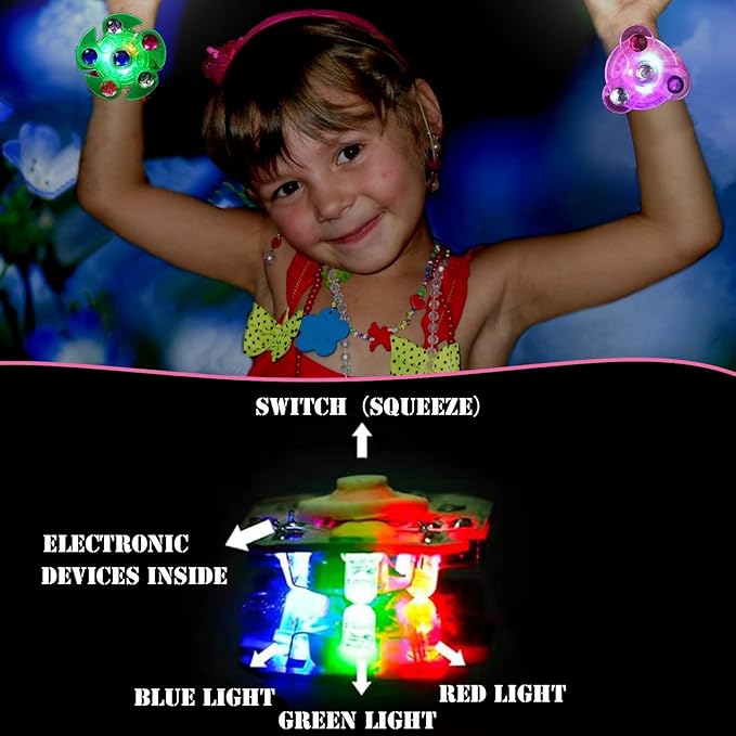 30Pack Valentines Day Gifts for Kids with Valentines Cards LED Light Up Fidget Spinner Bracelets Favors for Kids 4-8 8-12, Glow in The Dark Party Supplies,Birthday Gifts,Pinata Goodie Bags Stuffers