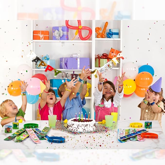 48 PCS Party Favors Slap Bracelets for Kids Animal Rubber Bracelets Silicone Wristbands for Birthday Party Supplies Classroom Prizes Christmas Easter Halloween Holiday Gifts