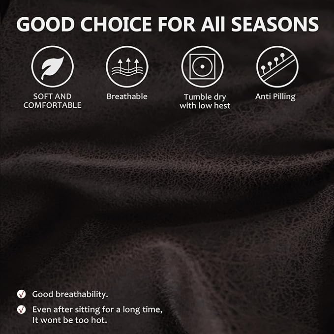 Leather Look Recliner Couch Cover 8-Piece Recliner Sofa Slipcovers 3 Seater for Reclining Couches Furniture Protector Spandex Fabric Washable (Recliner Sofa, Chocolate)