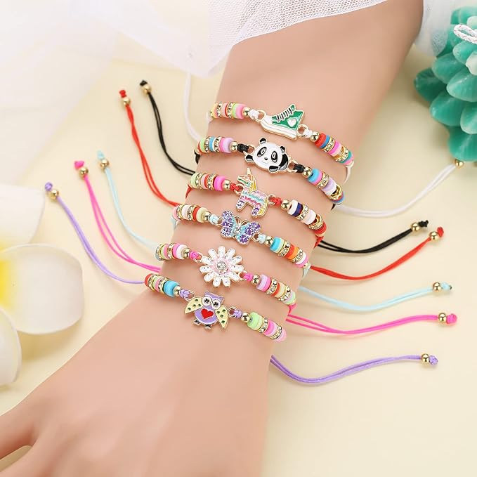 20 Pcs Colorful Unicorn Bracelet Girls Rainbow Unicorn Heart Beaded Bracelet Stretchy Costume Jewelry Set Party Favors Gifts Friendship Bracelets for Kids Little Girls
