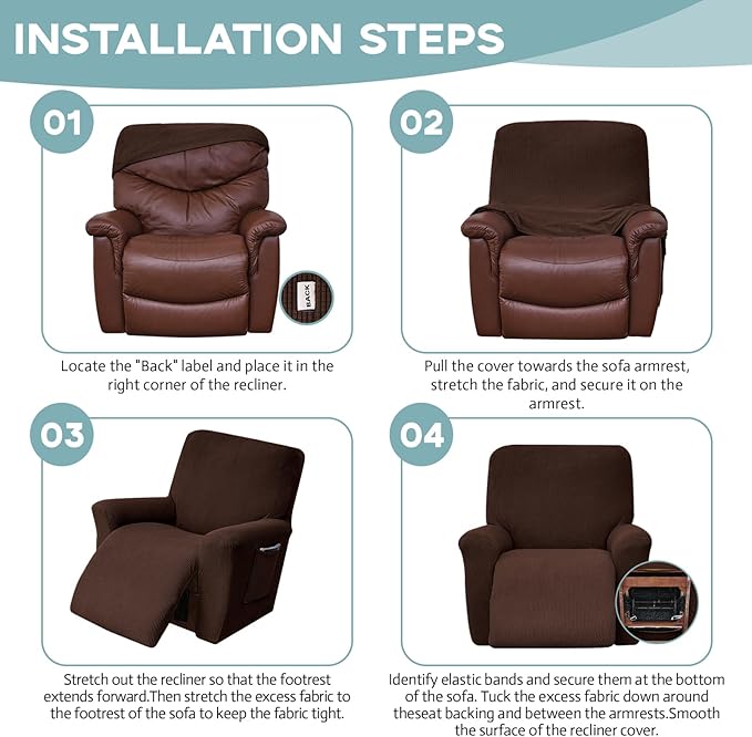 Recliner Chair Cover Lazy Boy Recliner Covers Recliner Covers for Recliner Chair 1 Piece Furniture Protector Prevent wear and pet Hair（Recliner,Chocolate）