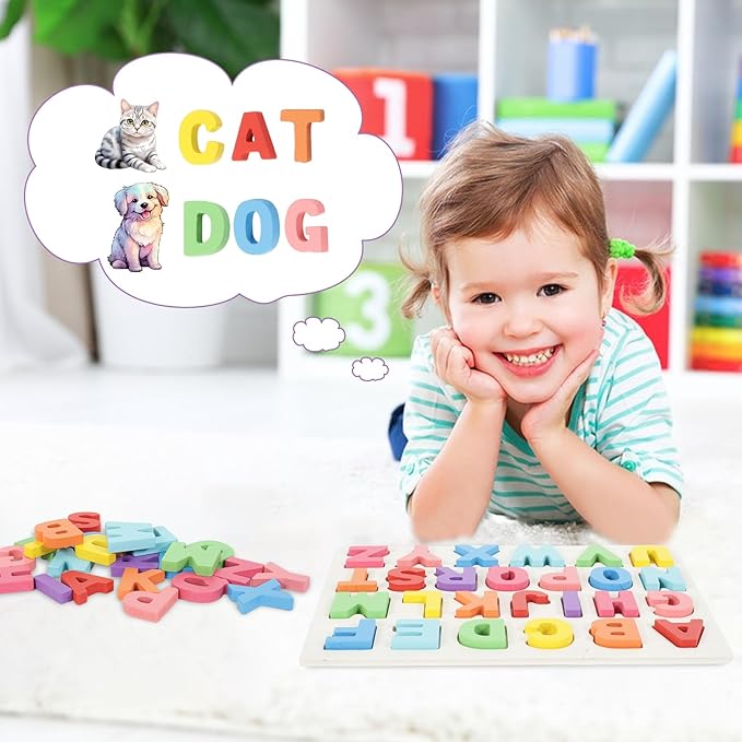 Alphabet Puzzle - Montessori Wooden Puzzles for Toddlers 1-5 | ABC Alphabet Puzzles Learning Toys for Toddlers 1-5 Alphabet Puzzle | Toddler Learning Toys Preschool Educational Gift for Kids