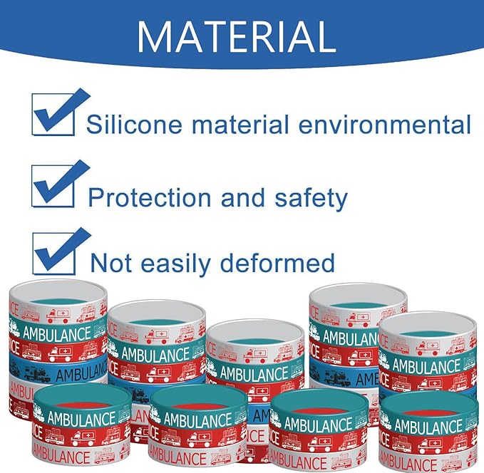 24PCS Ambulance Car Party Rubber Bracelets,Emergency Vehicle Medical Hospital Doctor Nurse Themed Birthday Party Supplies Decorations Gifts Prize Goodie Bag Favors Ambulance Car Silicone Wristbands