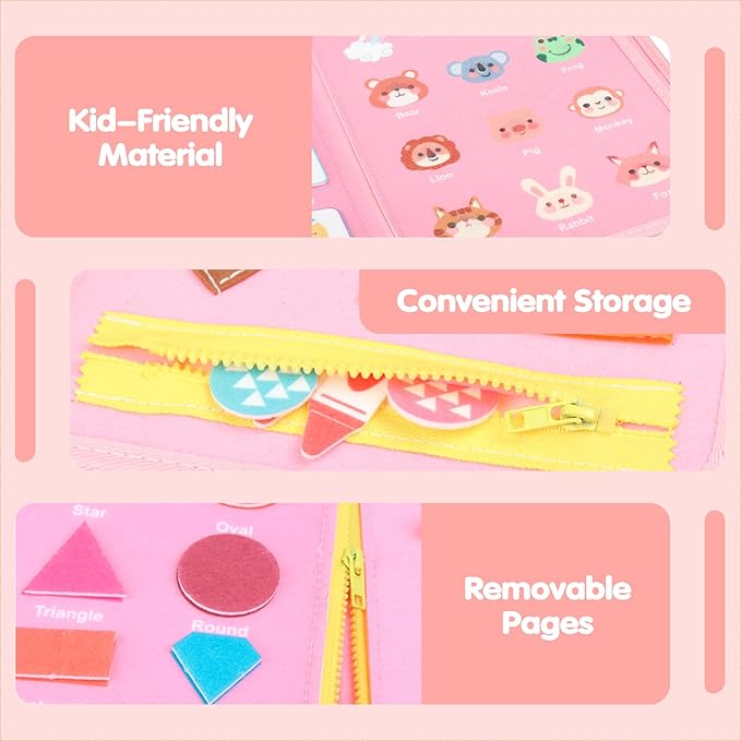 Toddler Busy Board Montessori Toys for 1 2 3 4 Year Old Girls Birthday Gifts - Educational Learning Busy Book Sensory Toys for Toddlers 1-3 - Airplane Car Travel Activities Toys for Kids Ages 2-4