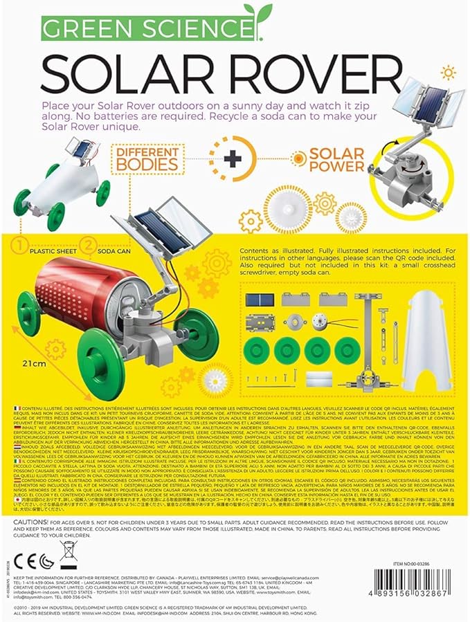 4M Green Science Solar Rover, DIY STEAM Powered Kids Science Kit, Boys & Girls Ages 5+