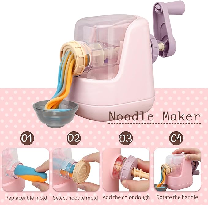 3 in 1 Color Dough Sets for Kids, Ice Cream Noodle Hamburger Maker Machine for Playdoh Tools, Playdough Sets for Kids Ages 4-8, Kitchen Creations Set for Girls Boys 3+ (12 Colors Dough)