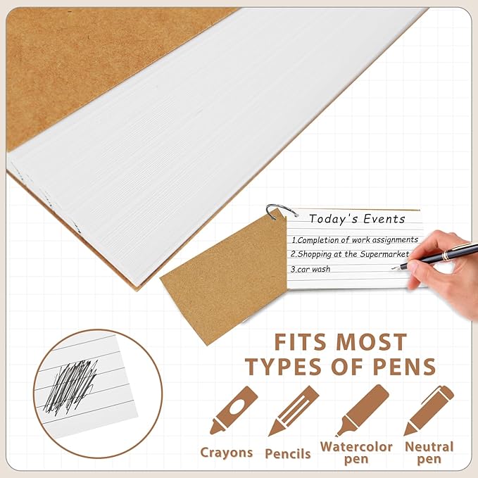 500PCS White Index Cards, 3x5 Inches Flash Cards with Ring, Lined on Both Side Notecards Ruled Study Card Flashcards Heavy Note Cards for Studying, Learning, School, College