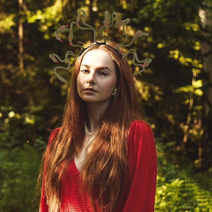 3 Pcs Halloween Snake Headband Medusa Headband Snake Bracelets Funny Gift for Mardi Gras Masquerade Halloween Cosplay Costume Party Supplies