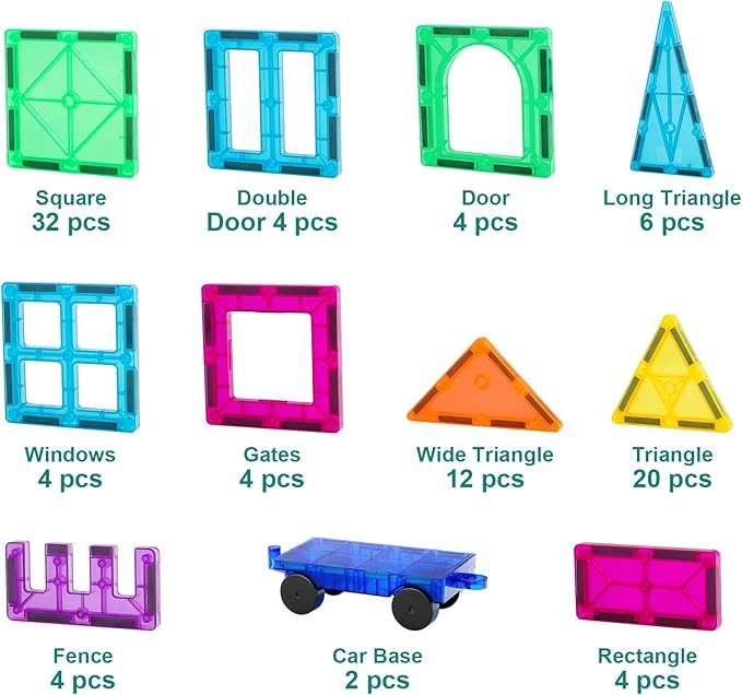 Magnetic Tiles, 96 Pcs Magnetic 3D Building Blocks Educational Magnetic Tiles Puzzle Magnets Toys for Girls Boys Toddler Ages 3+ (NF-96 Set) (NF-96)