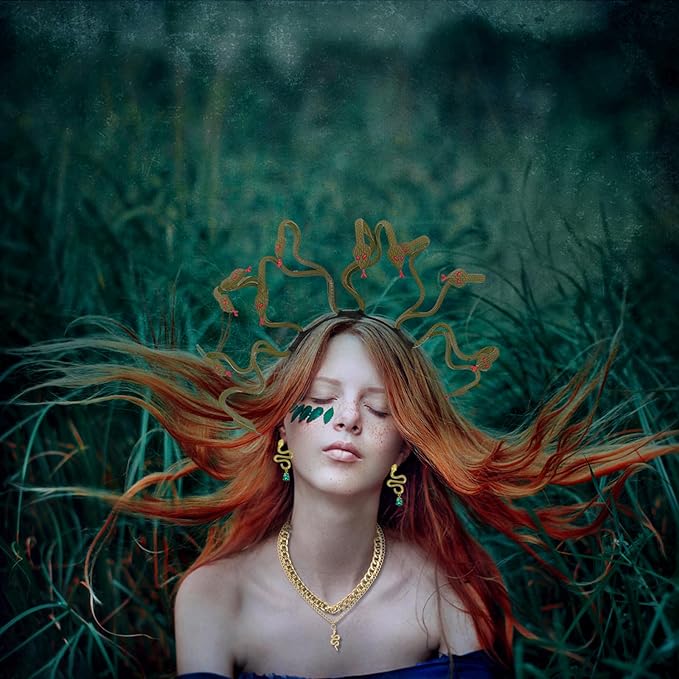 3 Pcs Halloween Snake Headband Medusa Headband Snake Bracelets Funny Gift for Mardi Gras Masquerade Halloween Cosplay Costume Party Supplies