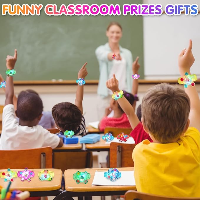 25 Pack Party Favors for Kids 3-5 4-8 8-12 Light Up Bracelets Valentines Day Gifts Goodie Bags Stuffers for Kids Girls Boys Treasure Box Toys Classroom Prizes Glow in the Dark Bracelets New Year Gifts