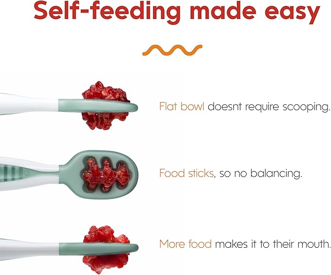 NumNum Suction Bowl + Pre-Spoon GOOtensils Self Feeding Set for Babies & Toddlers | Baby Spoon Set (Stage 1+ 2) | 100% Food Grade Silicone BPA-Free | Strong Suction | 4 months+ (Mauve)