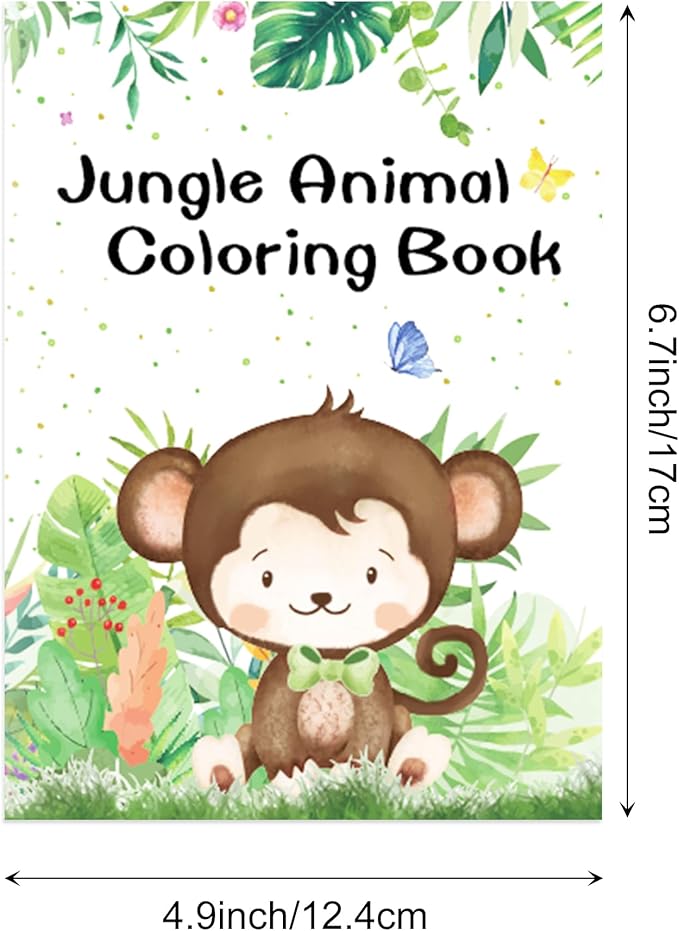 16 Pcs Jungle Animal Coloring Books Bulk Mini Coloring Books Bulk for Kids DIY Art Drawing Activity Book Set for Jungle Animals Theme Birthday Party Favor