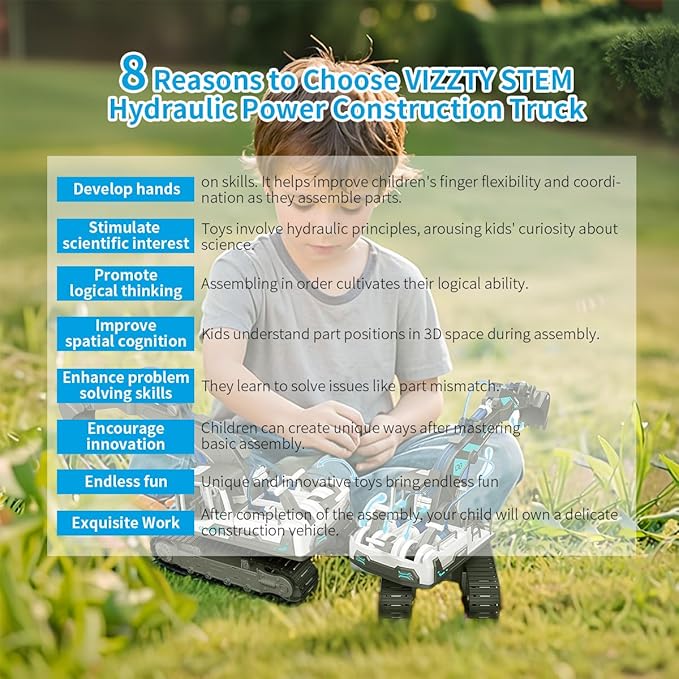 STEM Building Blocks Assembled Engineering Vehicle Hydraulic Power System, Science and Technology Small Production Science Experiment Set Educational Toys,Perfect for Boys Age 8-12
