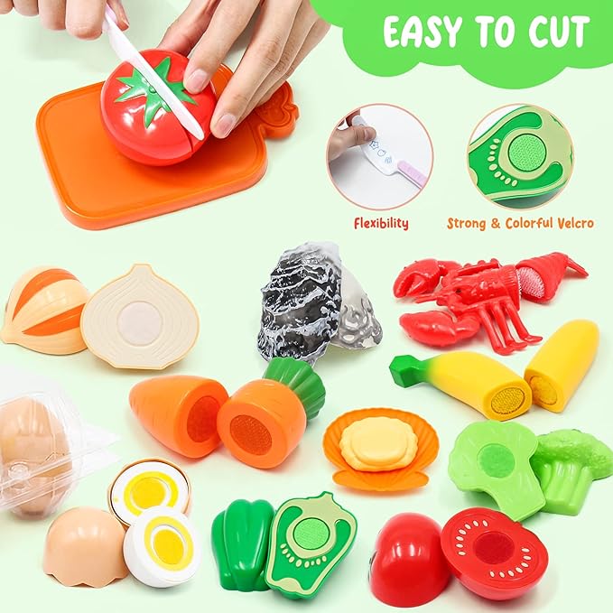 Kids Pretend Play Kitchen Accessories Set, 38Pcs Stainless Steel Play Pots Pans Sets for Kids, Toy Cookware Cooking Utensils Play Food Dish Toddler Kitchen Playset Gifts for Boys Girls