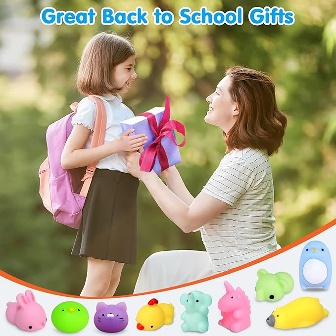 75Pcs Squishies Mochi Squishy Toys Party Favors for Kids Kawaii Mini Squishies Animal Stress Relief Toy Bulk Treasure Box Toys for Classroom Prizes Back to School Birthday Gifts for Boys Girls