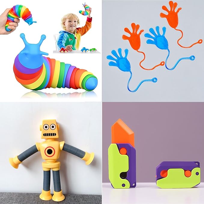 80 Pack Fidget Toys Pack,Pop Its Relieves Stress and Anxiety Sensory Toy for Kids Girls Adults ADHD,Christmas Party Favor,Classroom Rewards Prizes,Pinata Stuffers,Bulk Rewards Boxfor Boys and Girls