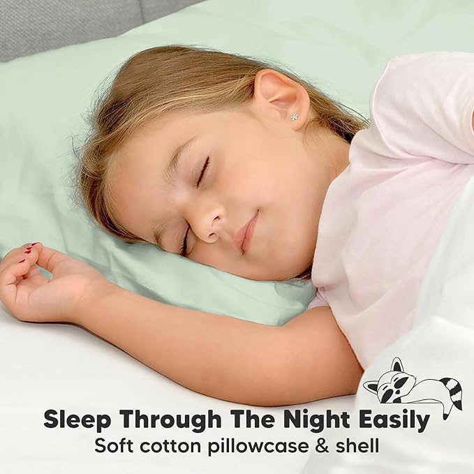 Toddler Pillow with Pillowcase - 13x18 My Little Dreamy Pillow, Organic Cotton Toddler Pillows for Sleeping, Kids Pillow, Travel Pillows, Mini Pillow, Nursery Pillow, Toddler Bed Pillow (Sage)