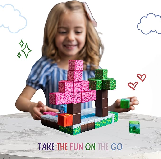 64 PCS Magnetic Blocks for Kids - STEM Montessori Sensory Toys for Toddlers Kids Boys Girls Ages 3 4 5 6 7 8 (Multicolor) - Magnetic Building Blocks Toys