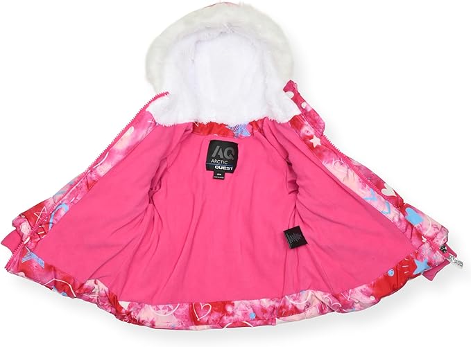 Arctic Quest Little Girls Bib Snow Pants and Ski Jacket Water-Resistant Snowsuit For Kids Winter Jacket For Girls
