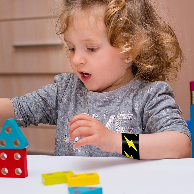 48 PCS Lightning Bolt Slap Bracelets Flash Wristbands, Party Favors, Goodie Bag Fillers for Lightning Bolt and Flash Birthday Decorations