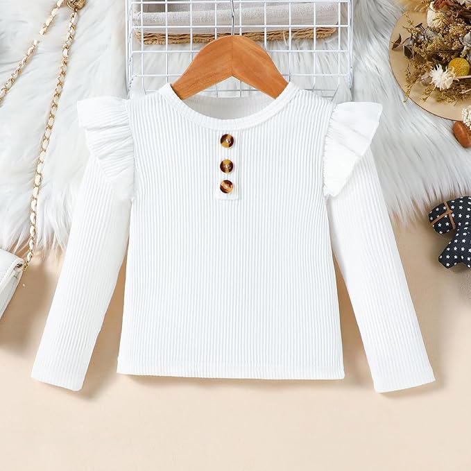 Fernvia Toddler Baby Girl Fall Winter Skirt Set Turtleneck Ribbed Long Sleeve T-Shirt Top & Plaid Skirts Dress 2Pcs Outfits