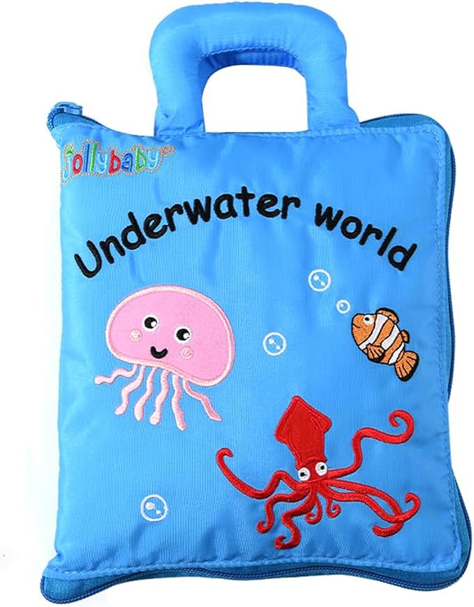 Jollybaby Quiet Book for Toddlers - Montessori Basic Skills Activity Toys - Preschool Learning Soft Travel Toy & Sensory Educational Busy Book for 1-3 Year Old Boys & Girls + Zipper Bag(Wathet)