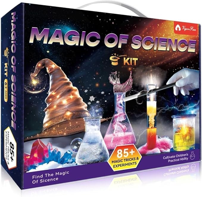 85+ Experiments Magic Kit for Kids Ages 3 4 5 6 7 8, STEM Toys for 9-12 Year Old Boys Girls, Educational Chemistry Physical Magic Tricks Learning Set for Kids Birthday Ideas